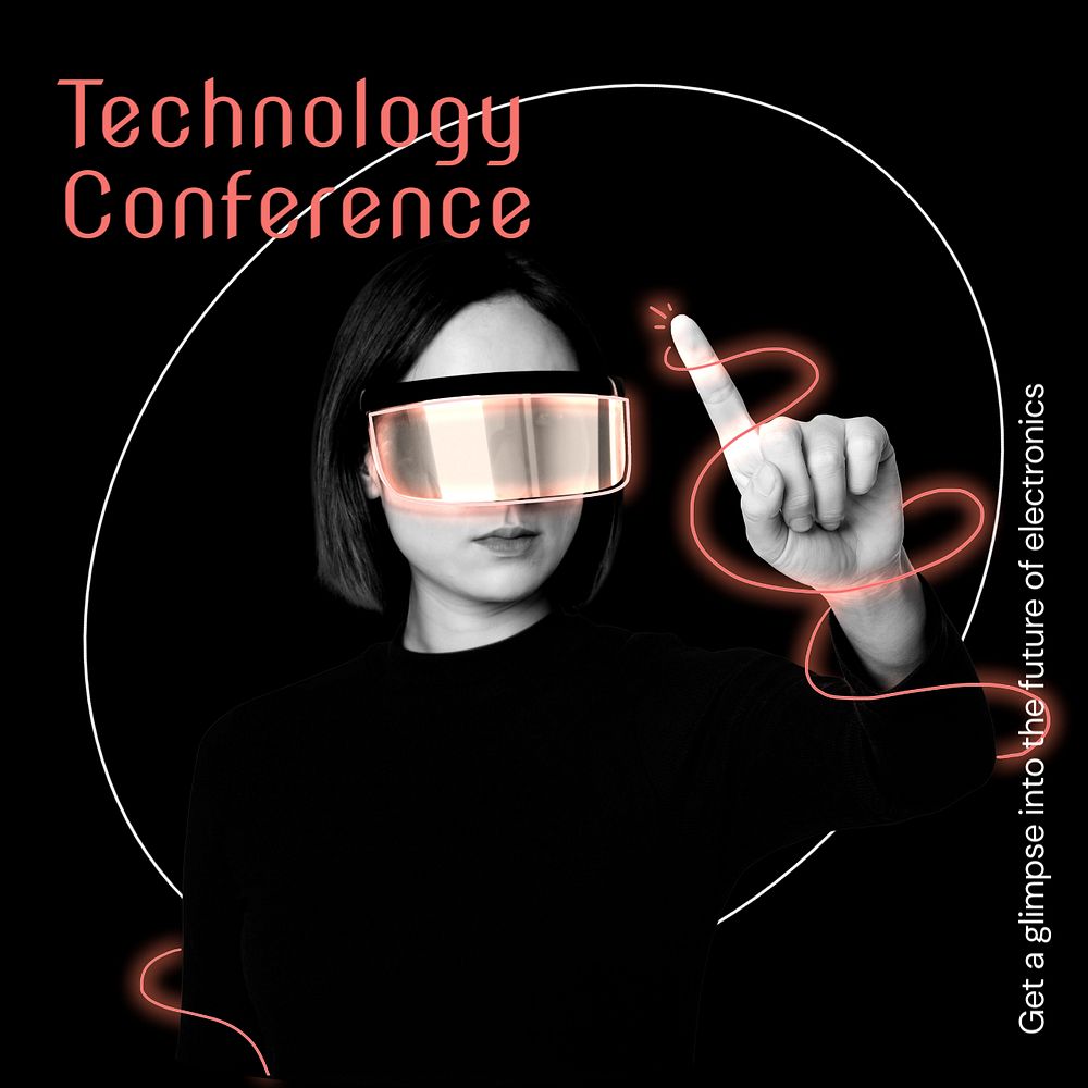 Technology conference Instagram post template, editable text