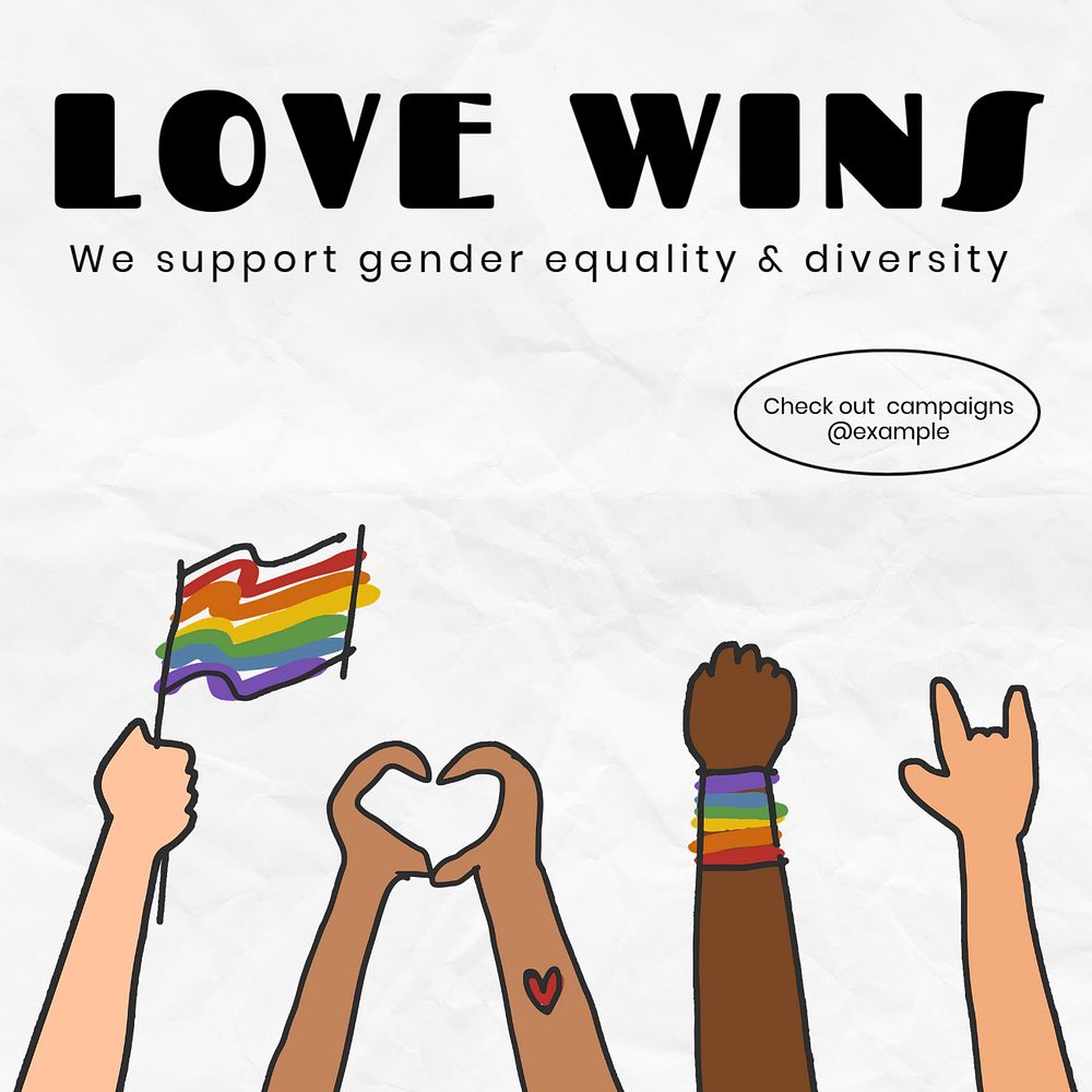 Love wins Instagram post template, editable text