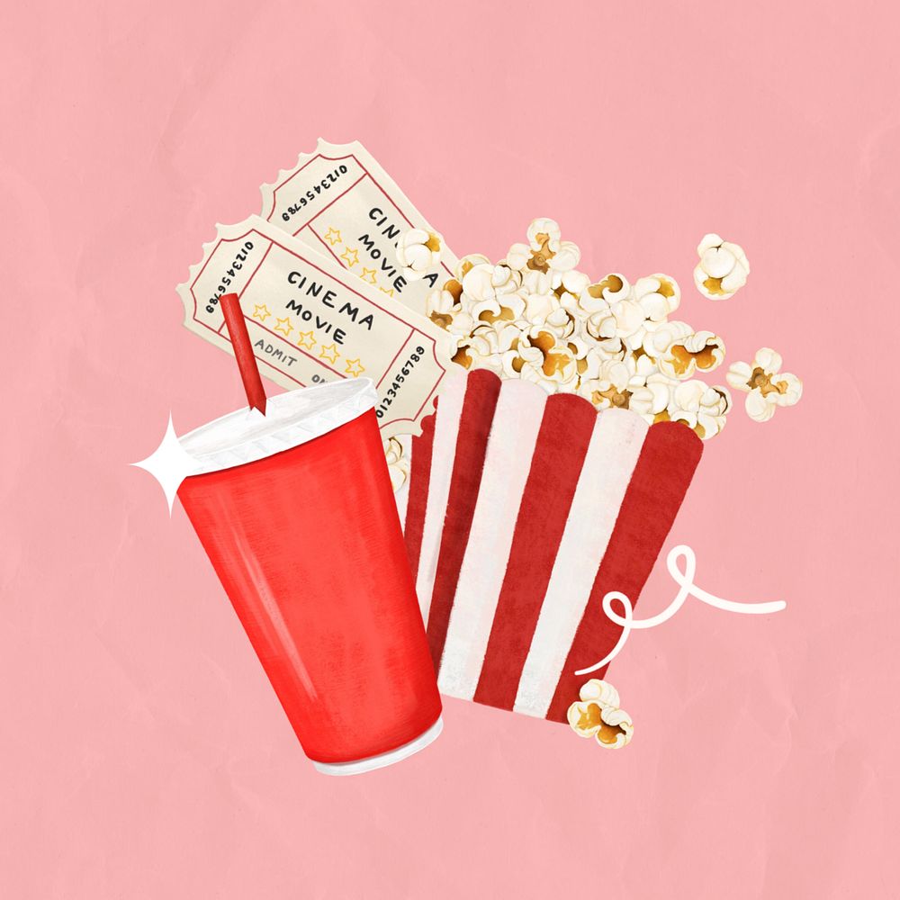 Pink cinema entertainment illustration background, editable design