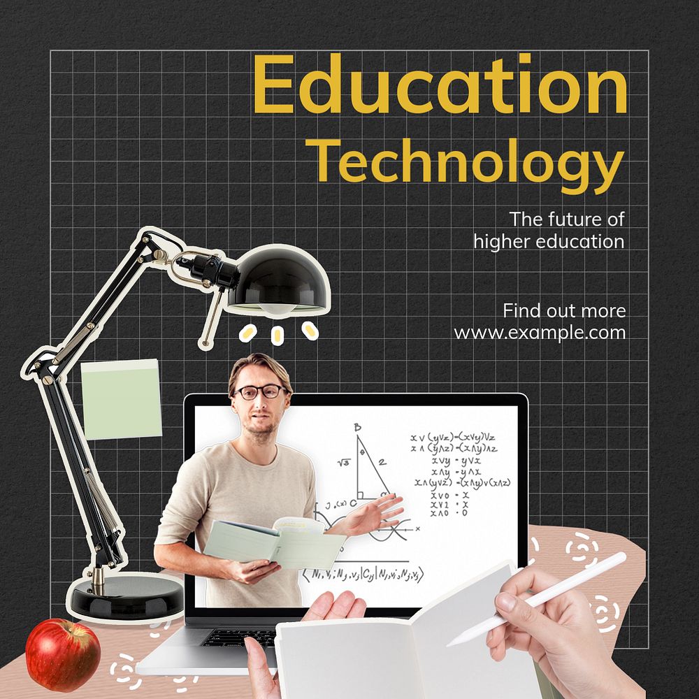 Education technology Facebook post template, editable design