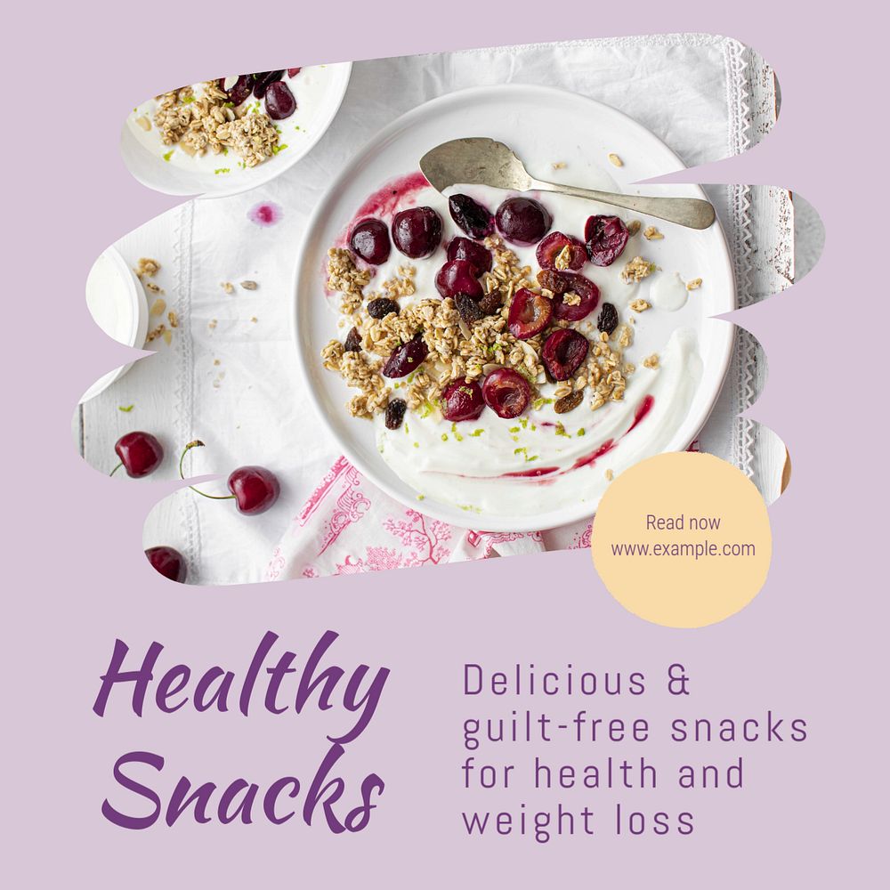 Healthy snacks Facebook post template, editable design Instagram post template, editable text