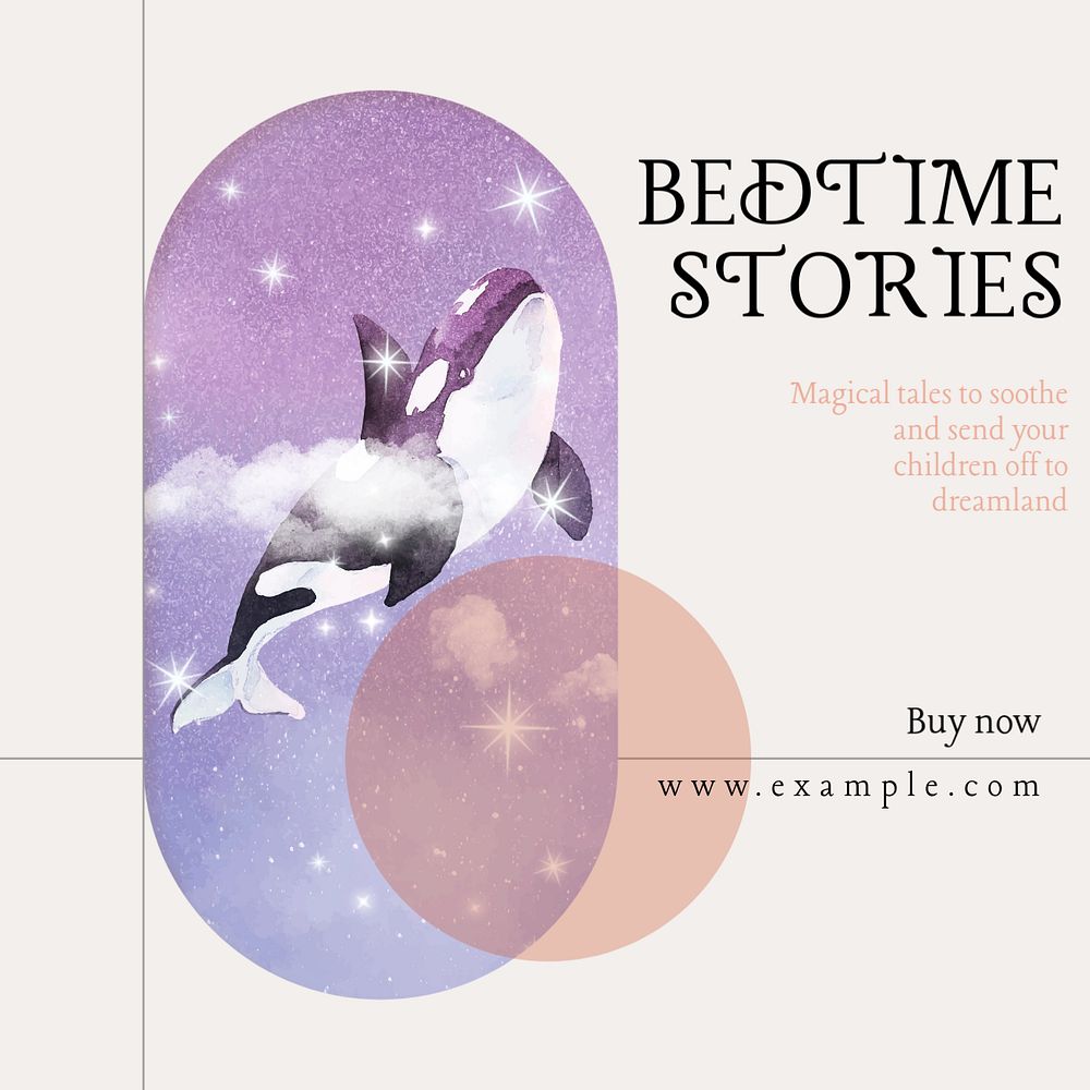 Bedtime stories Facebook post template, editable design Instagram post template, editable text