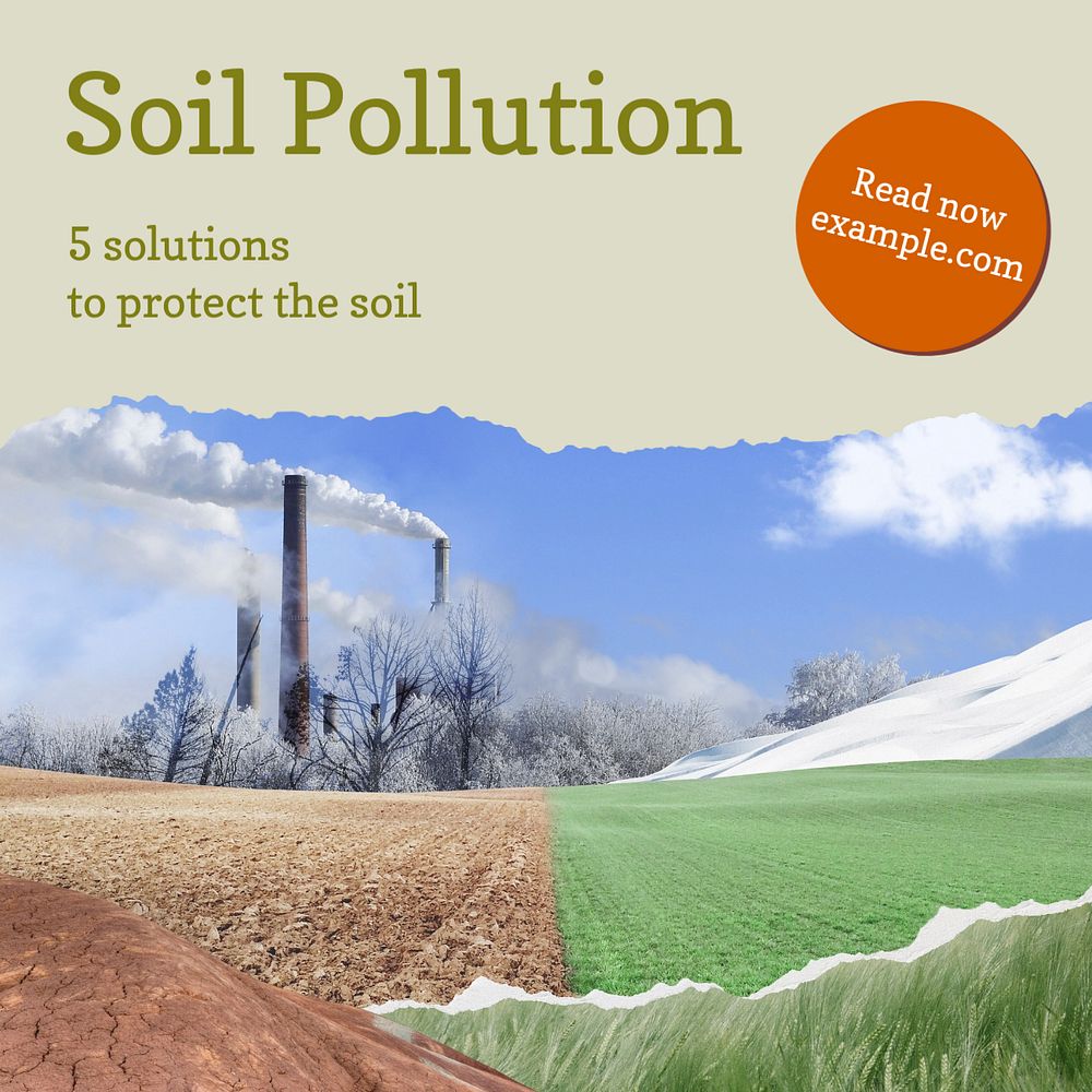 Soil pollution Facebook post template, editable design