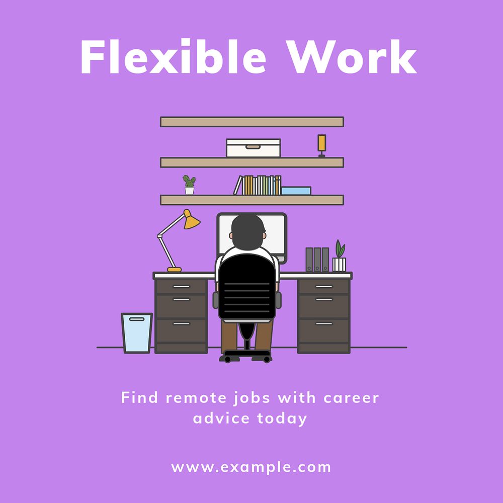 Flexible work post template, editable social media design