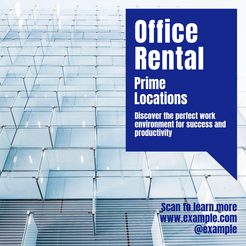 Office rental Instagram post template, editable text