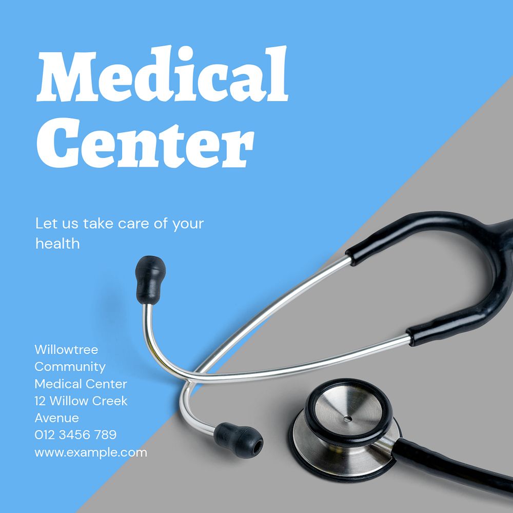 Medical center Instagram post template, editable text