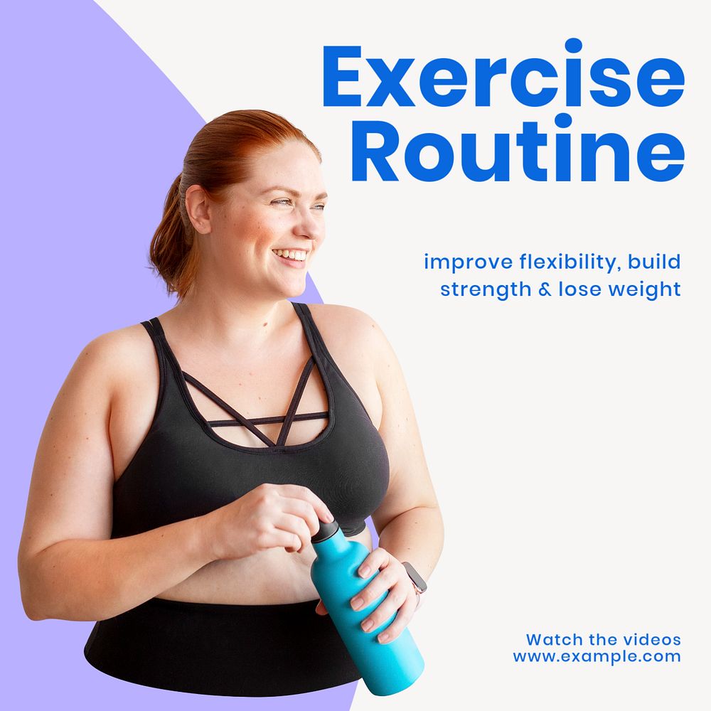 Exercise routine Instagram post template, editable text