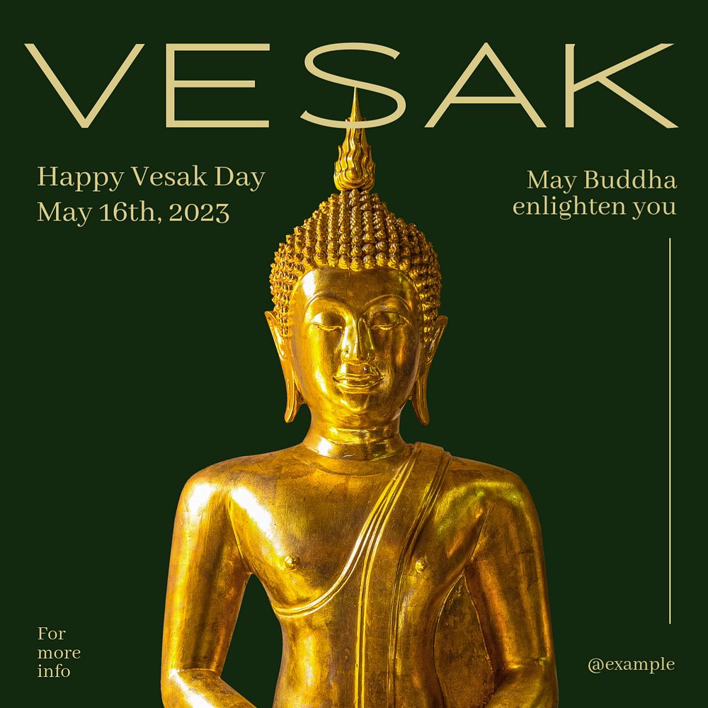 Happy Vesak Day Instagram post template, editable text