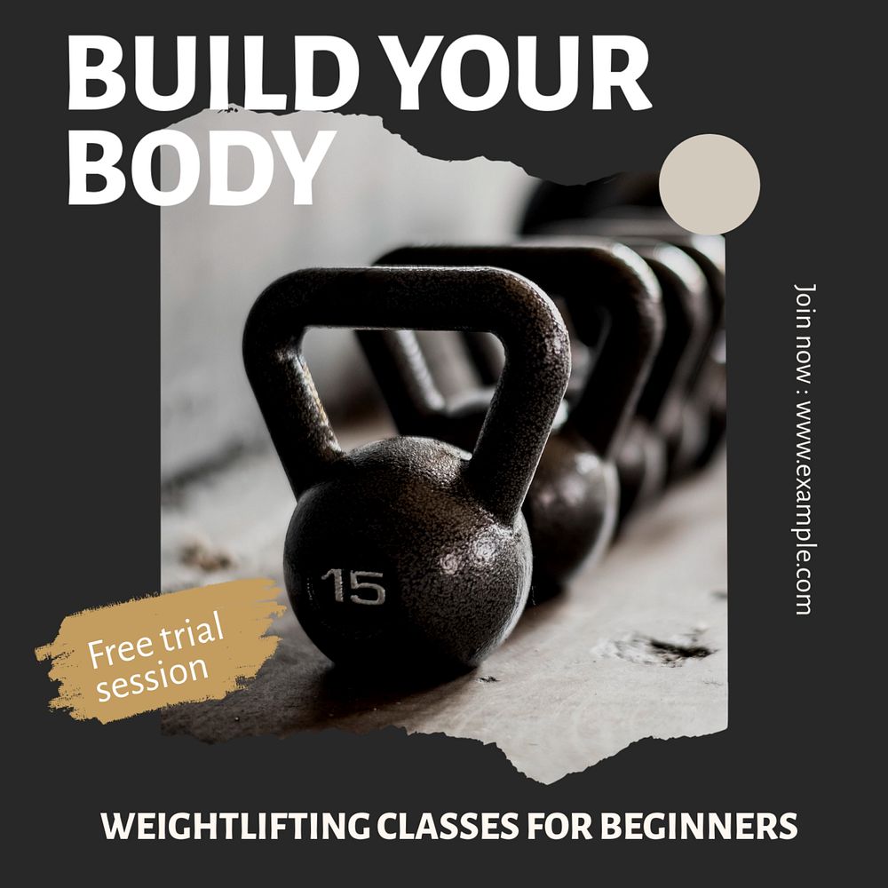 Build your body Instagram post template, editable text