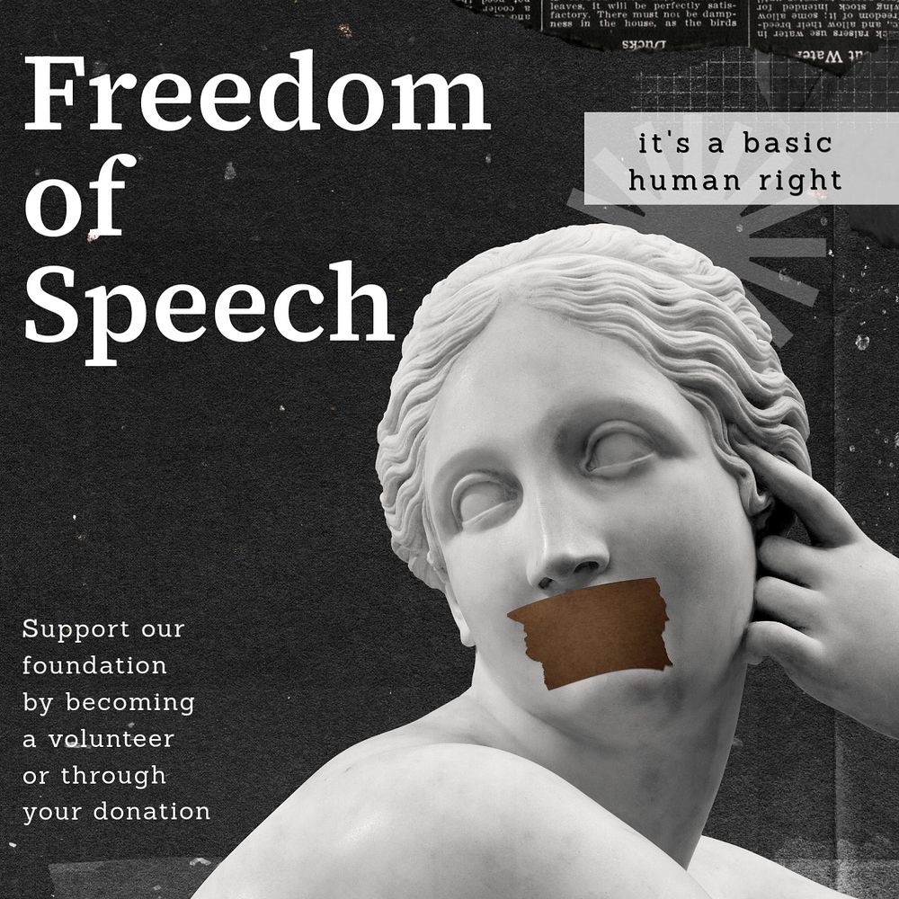 Freedom of speech Instagram post template, editable text