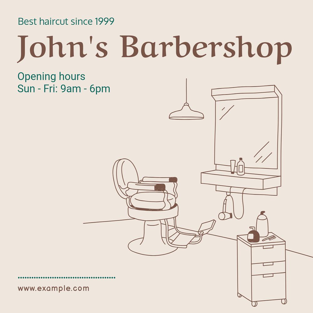 Barber shop Instagram post template, editable text