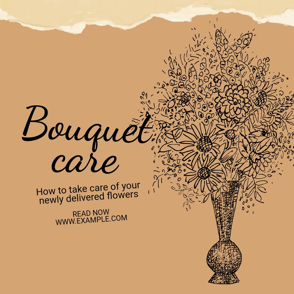 Bouquet care Instagram post template, editable text