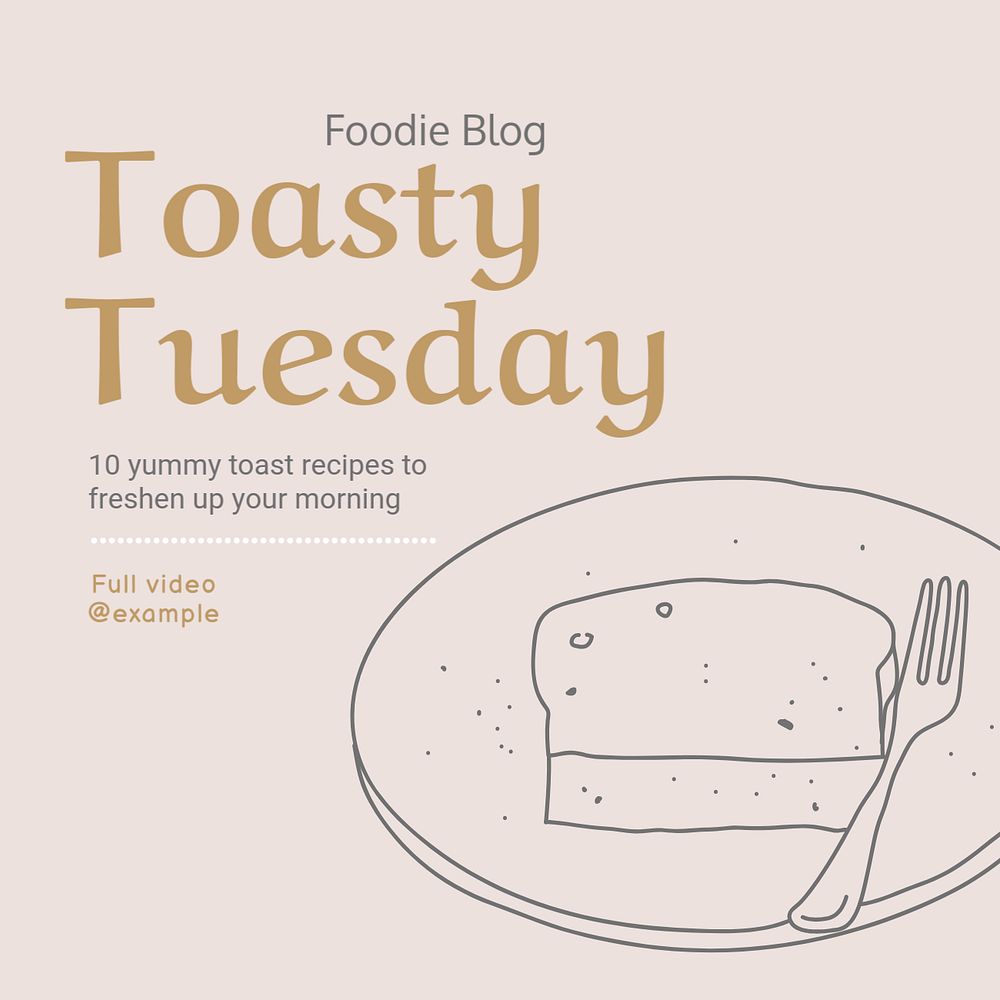 Food blog Instagram post template, editable text