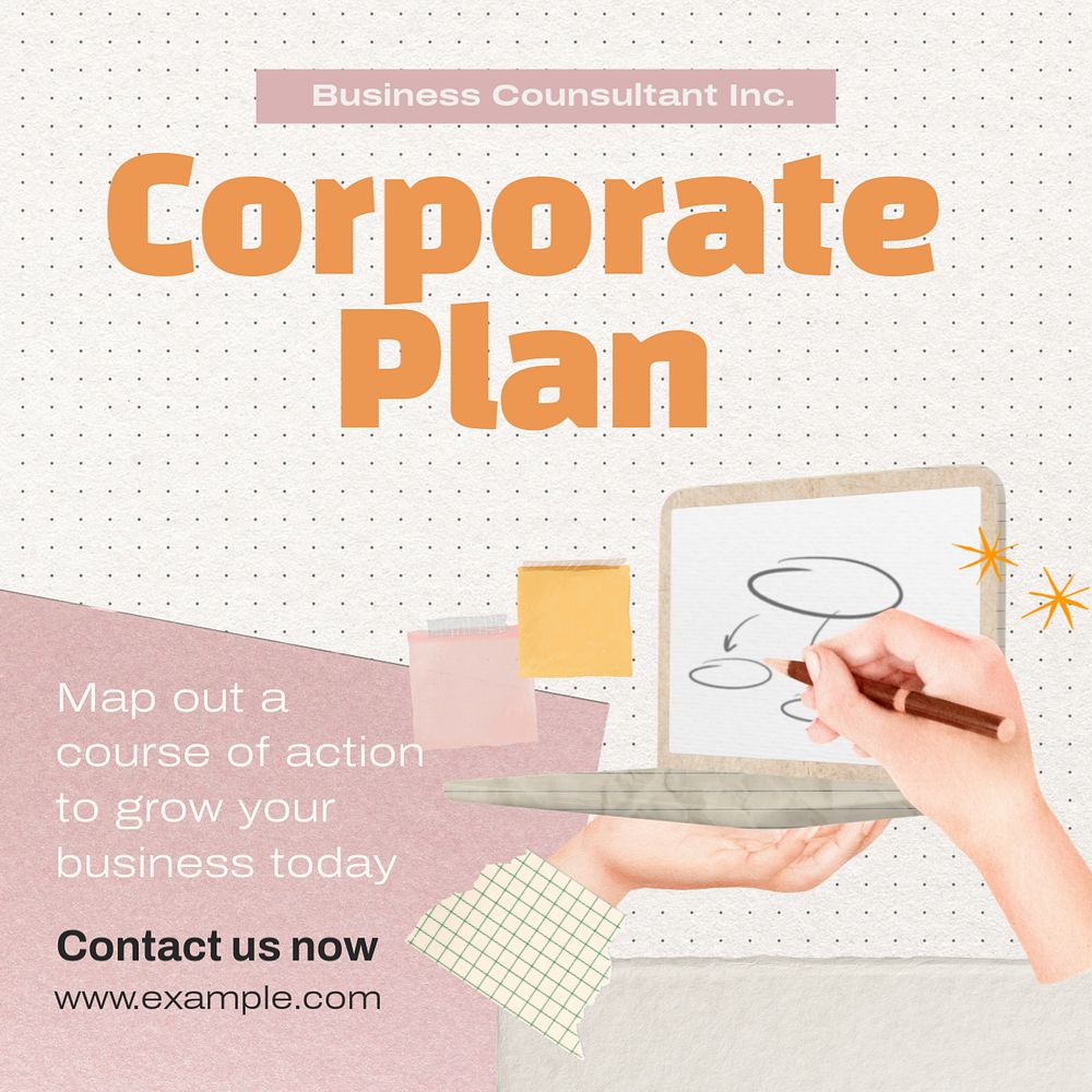 Corporate plan Instagram post template, editable text