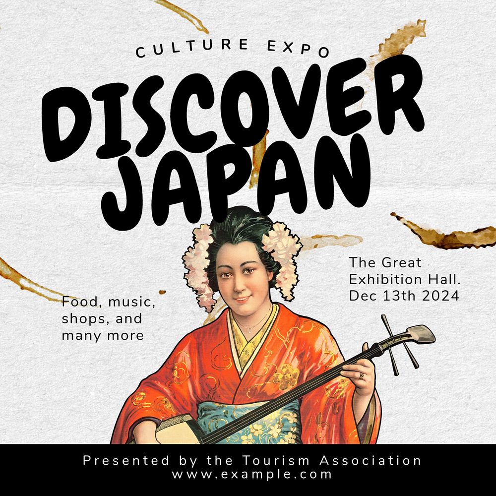 Japan culture expo post template, editable social media design