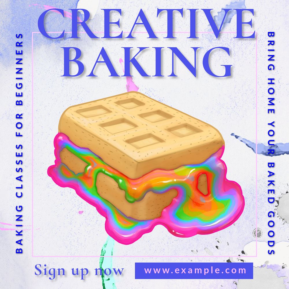 Creative baking class post template, editable social media design