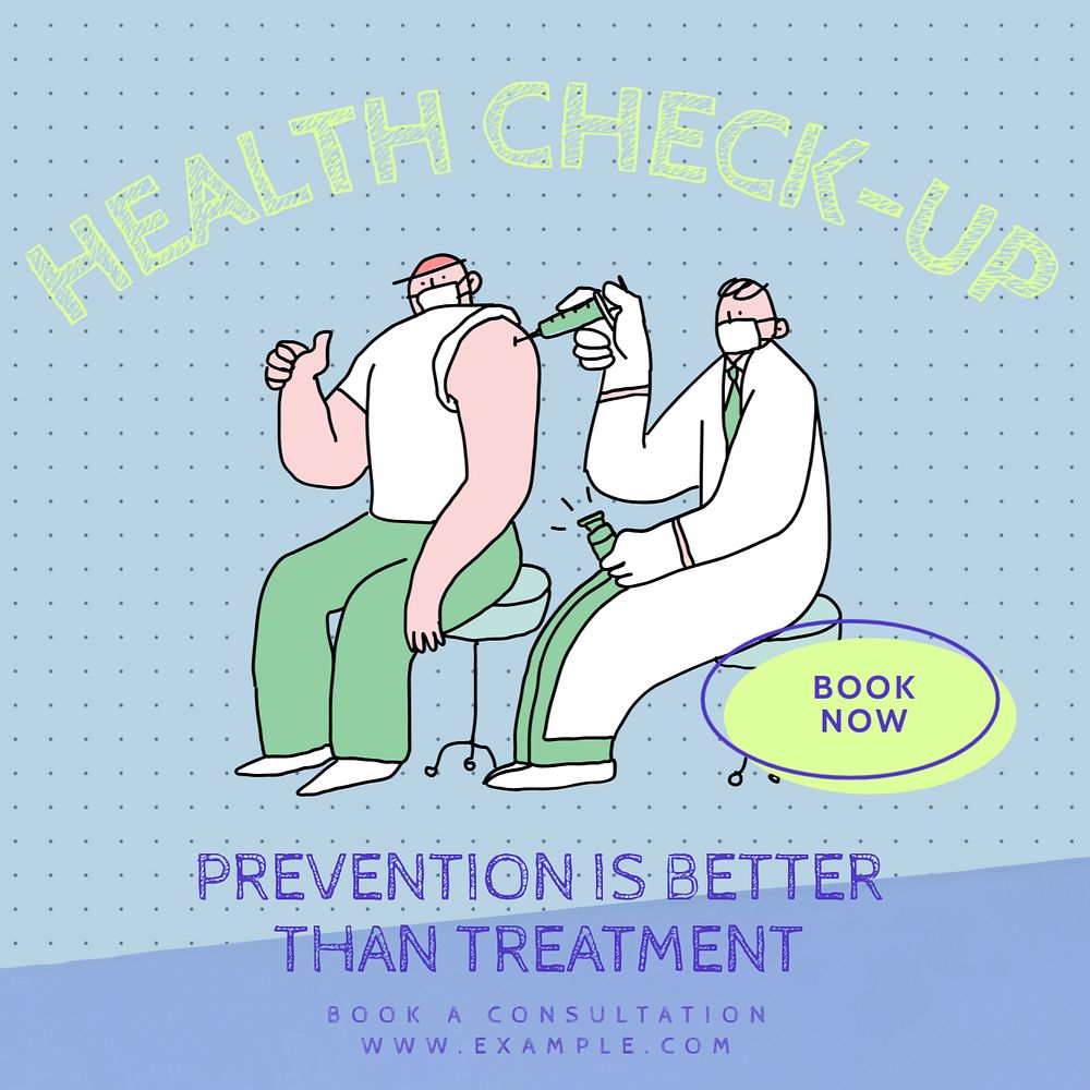 Health check-up Instagram post template, editable text