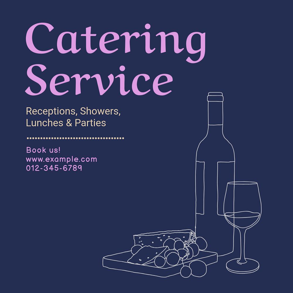 Catering service Instagram post template, editable text