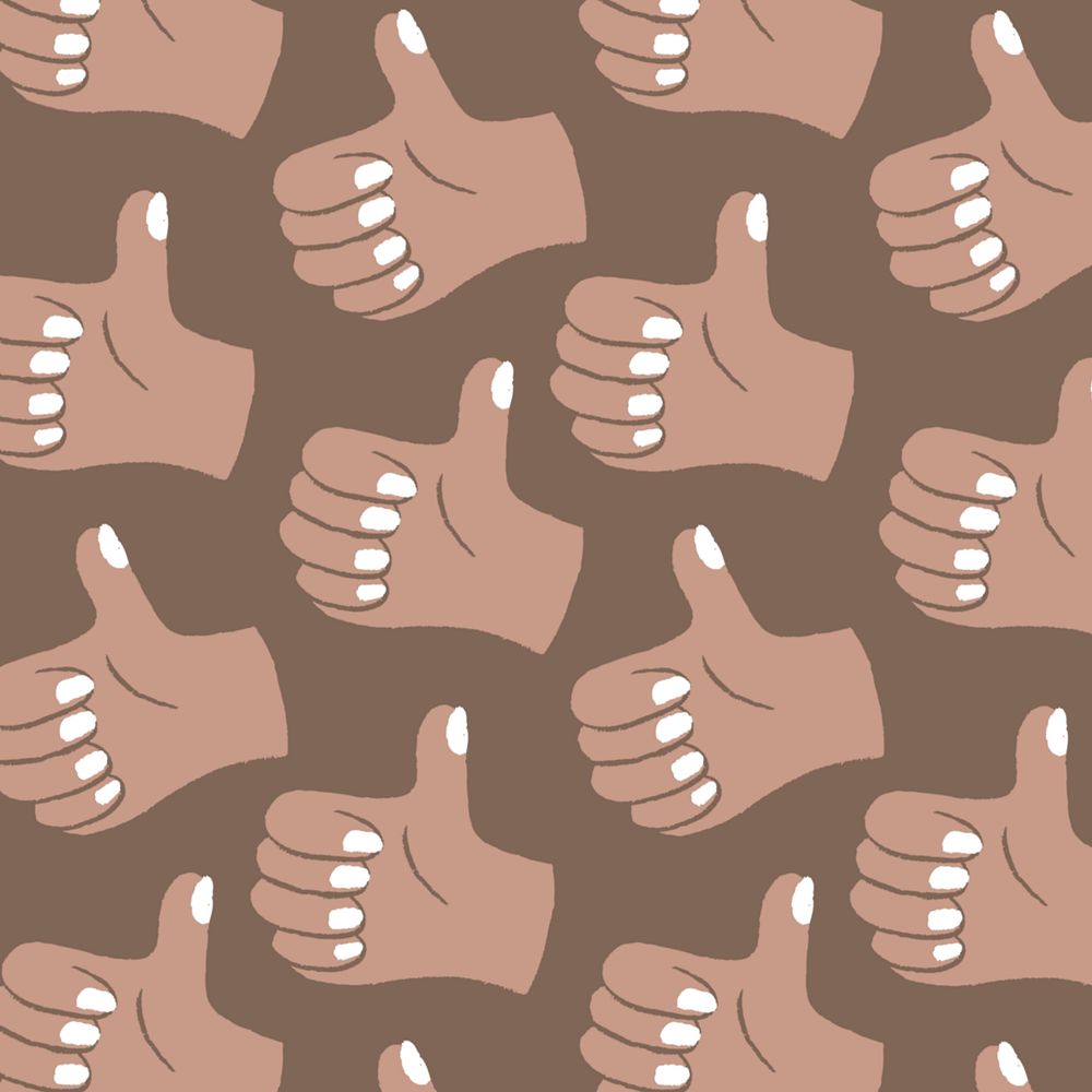 Brown thumbs up, approval editable design