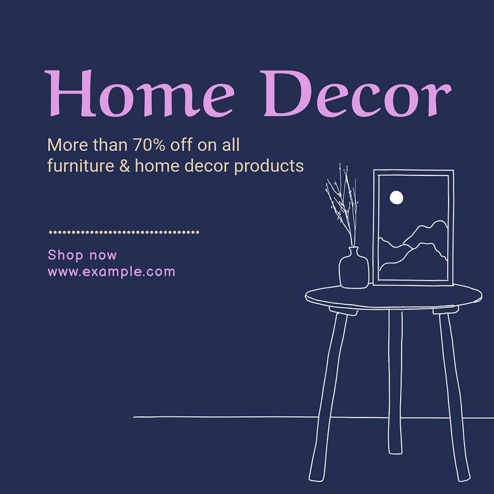 Home decor Instagram post template, editable text