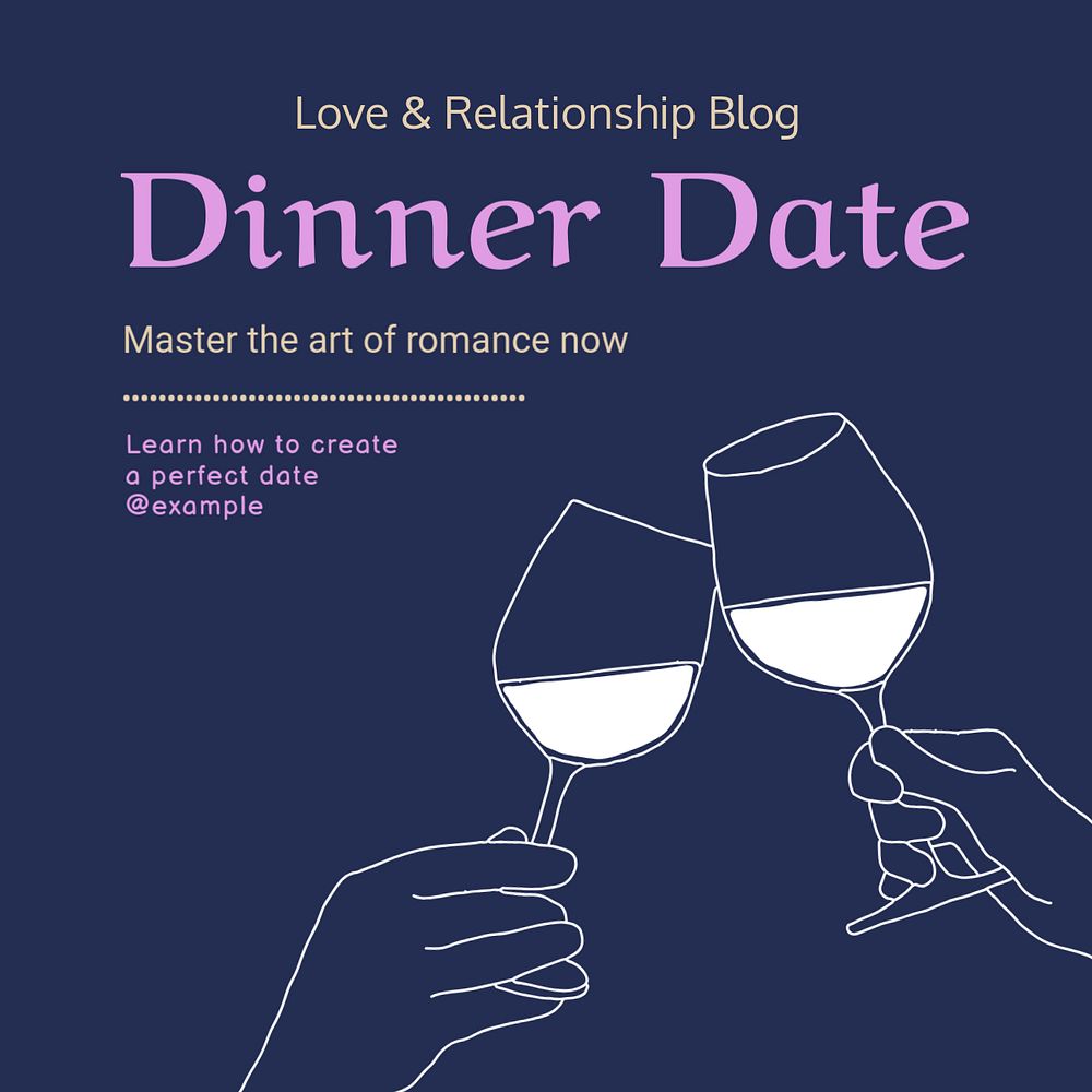 Dinner date Instagram post template, editable text