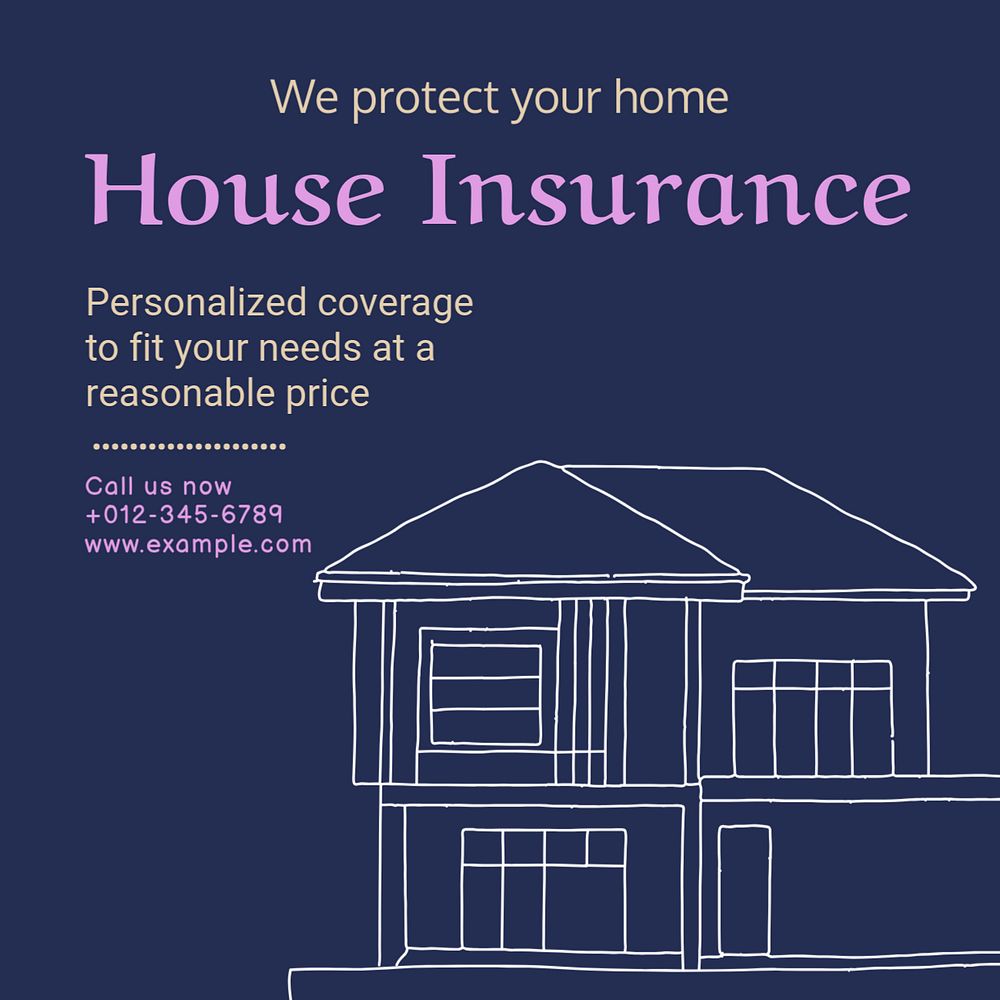 House insurance Instagram post template, editable text