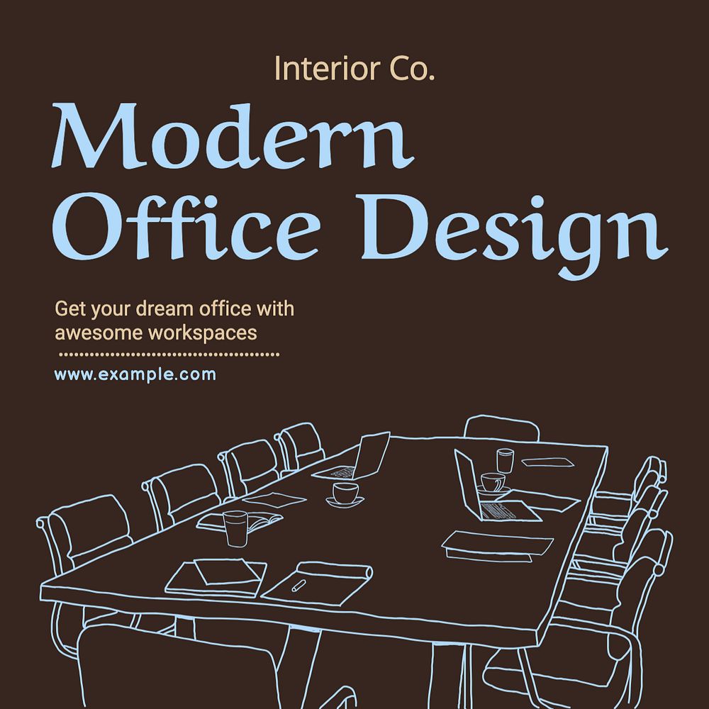 Office design Instagram post template, editable text