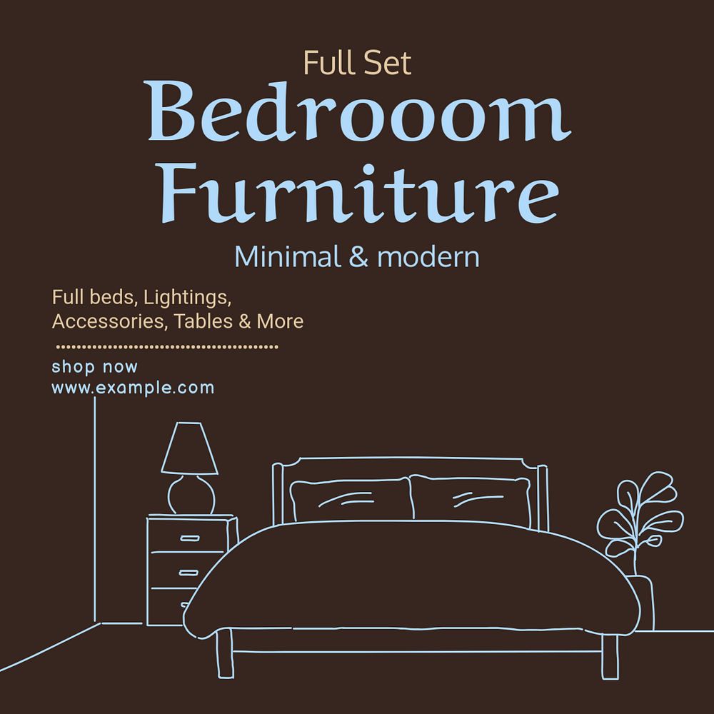 Bedroom furniture Instagram post template, editable text