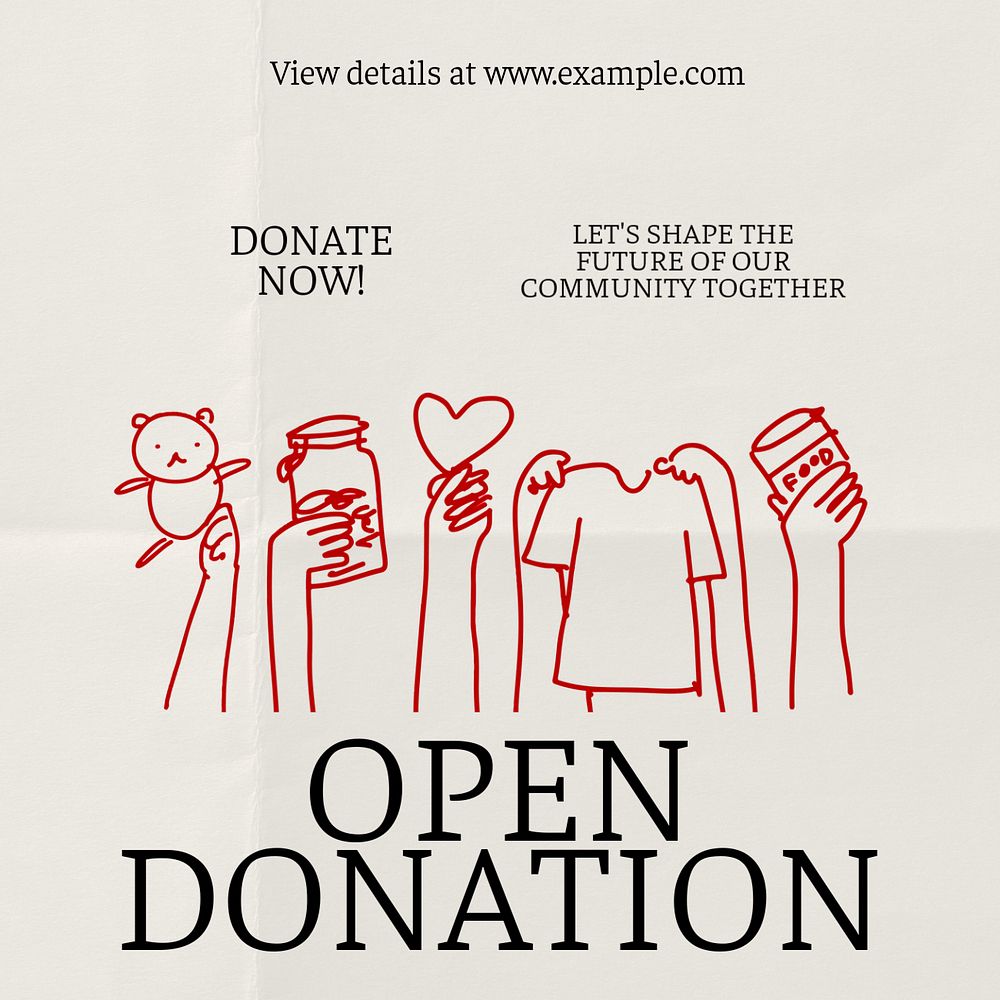 Open donation Instagram post template, editable text