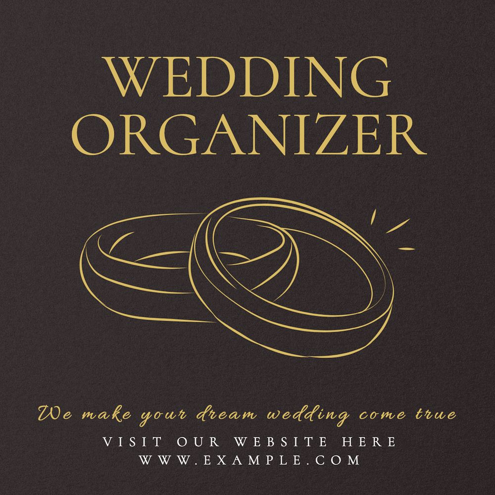 Wedding organizer Instagram post template, editable text