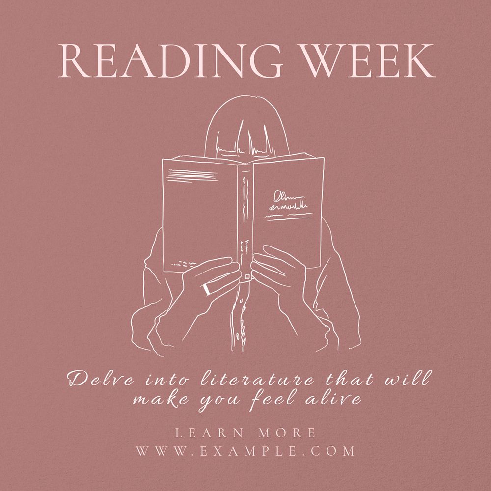 Reading week Instagram post template, editable text