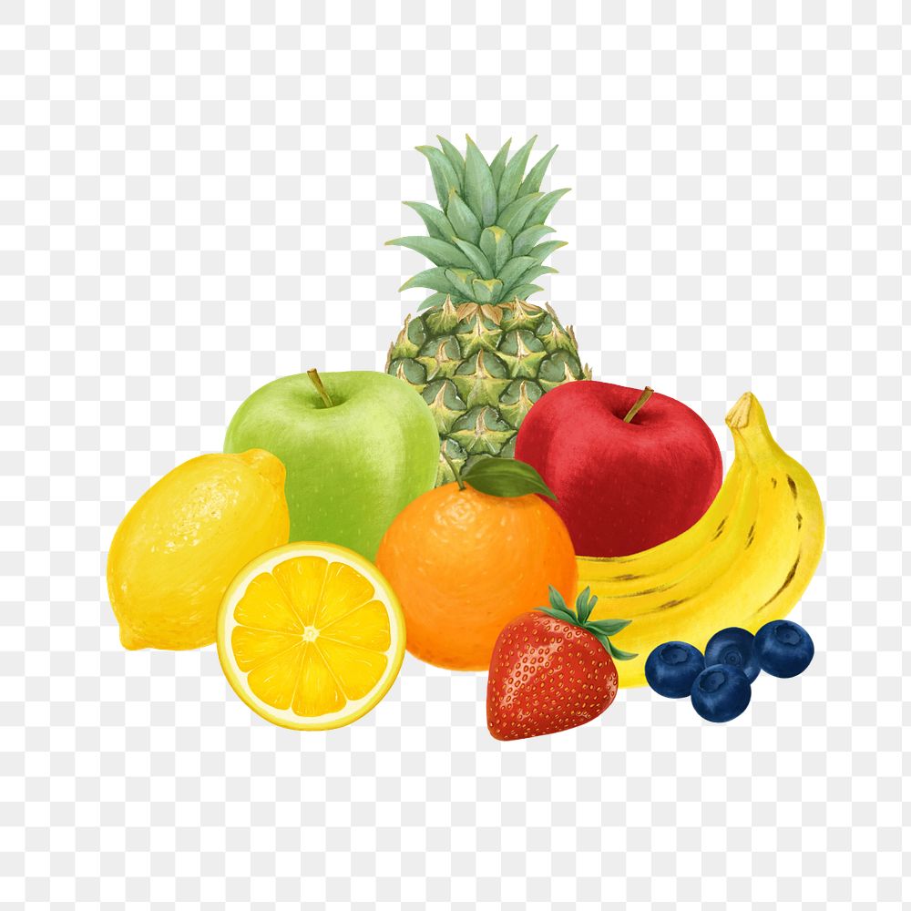 Fruits food png element, aesthetic illustration, editable design