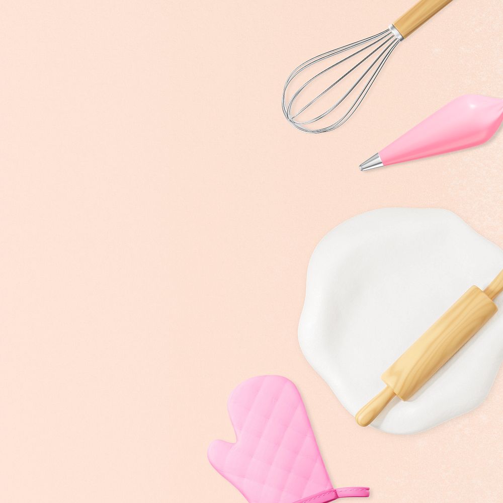 3D baking tool background, hobby editable illustration