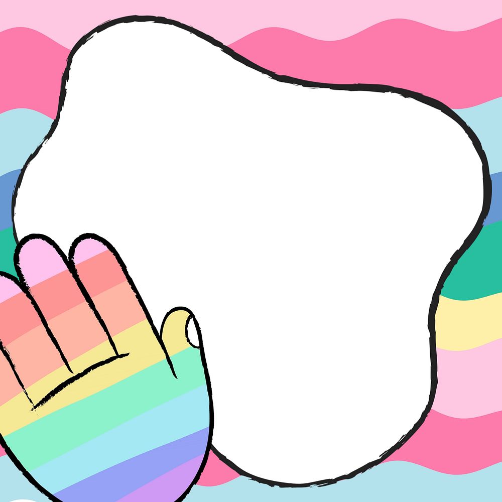 Pride hand, colorful waving gesture editable design