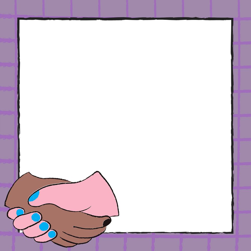 Shaking hands frame illustration, diversity editable design