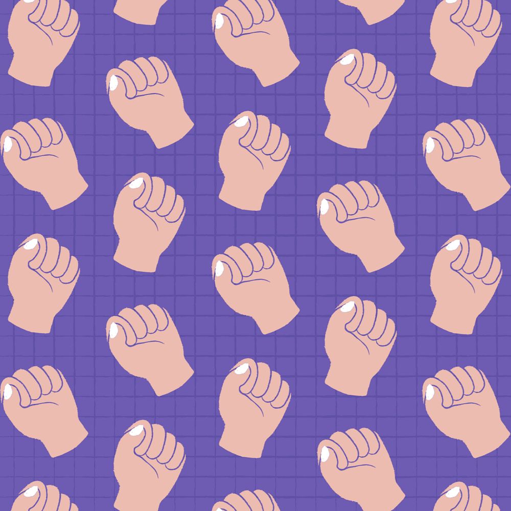 Raised fist illustration, empowerment grid background editable design