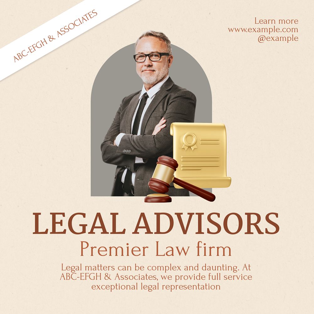 Legal advisor Instagram post template, editable text