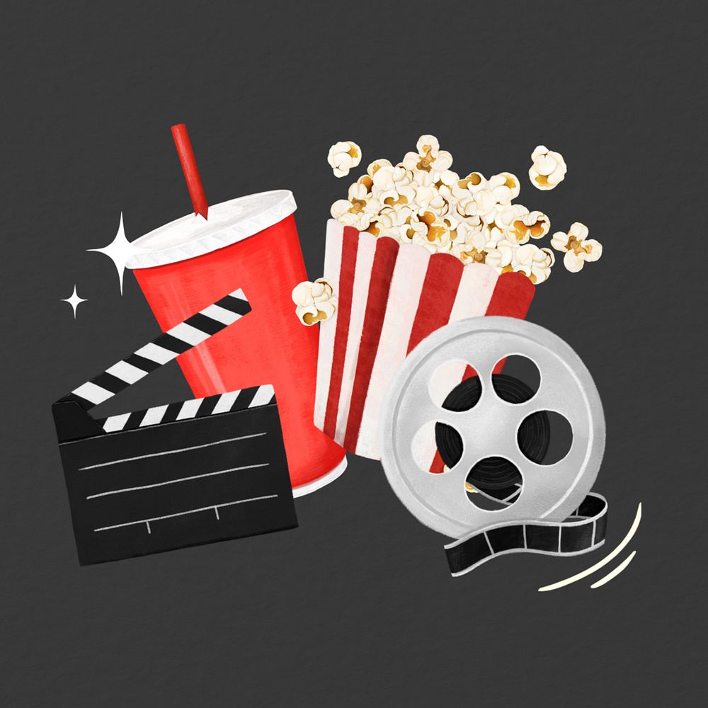 Black movie theater illustration background, editable design