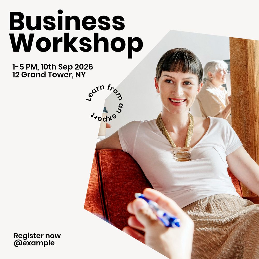 Business workshop Instagram post template, editable text