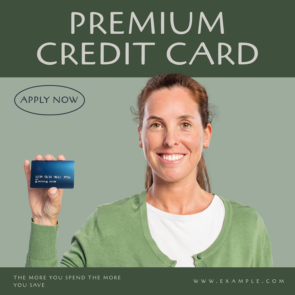 Premium credit card Instagram post template, editable text