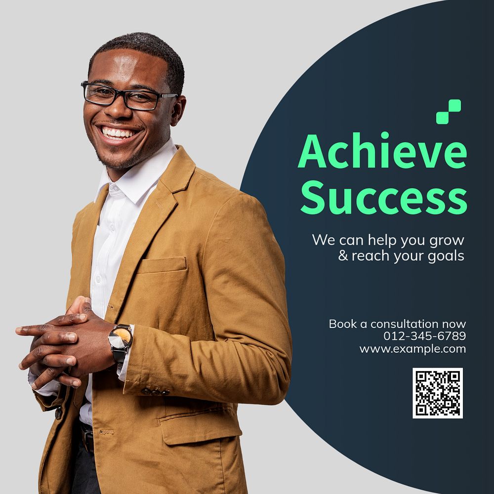 Achieve success Instagram post template, editable text