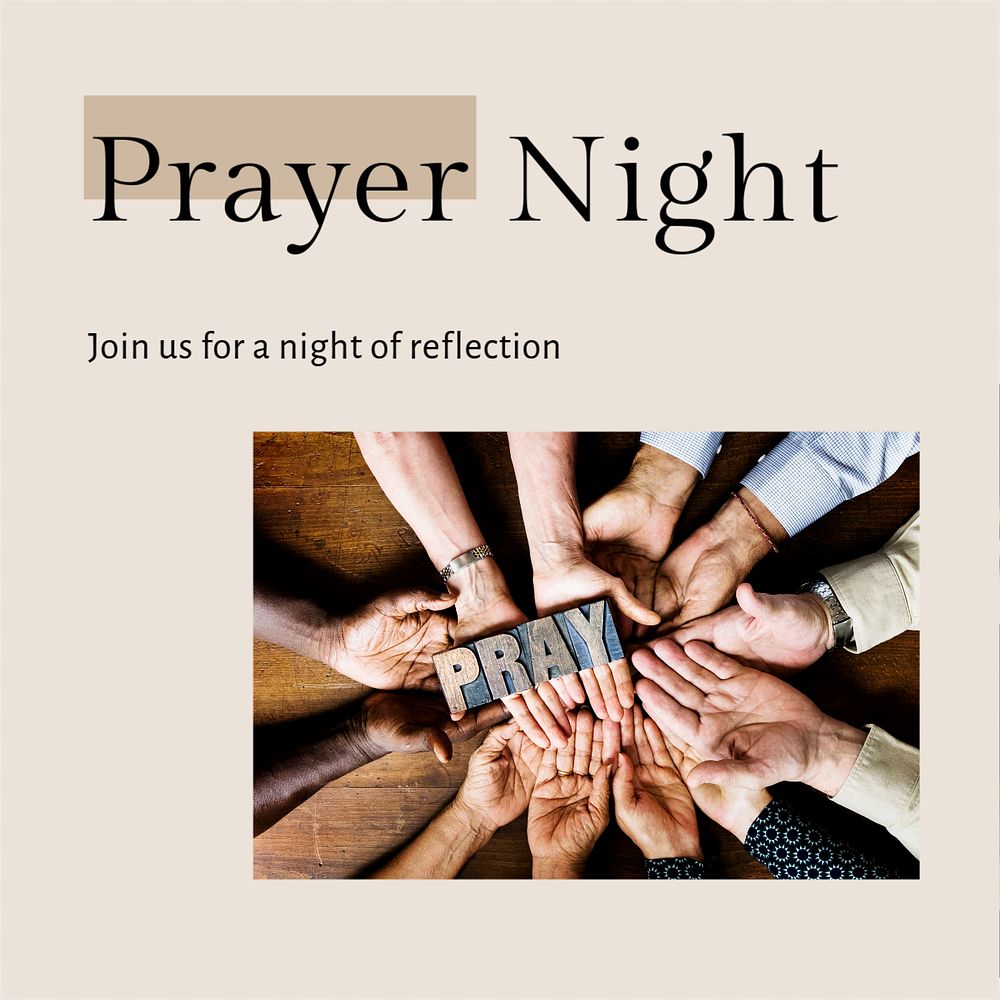 Prayer night Instagram post template, editable text