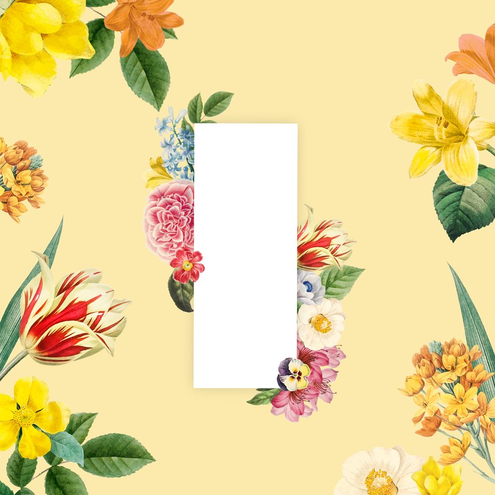 Botanical rectangle frame, editable flower illustration