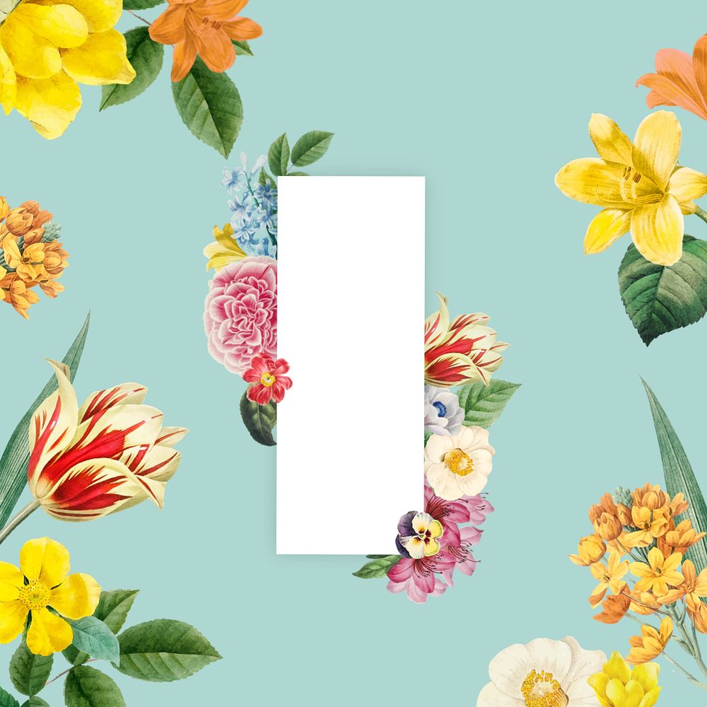 Botanical rectangle frame, editable flower illustration