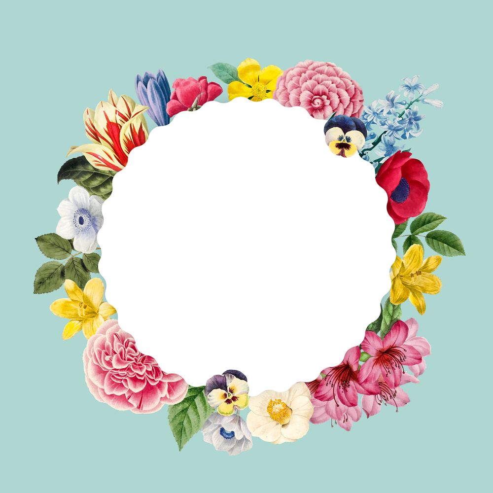 Editable floral round frame, botanical illustration design