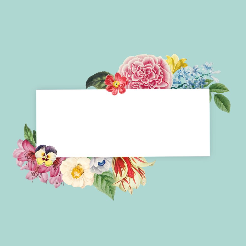 Editable floral rectangle frame, botanical illustration