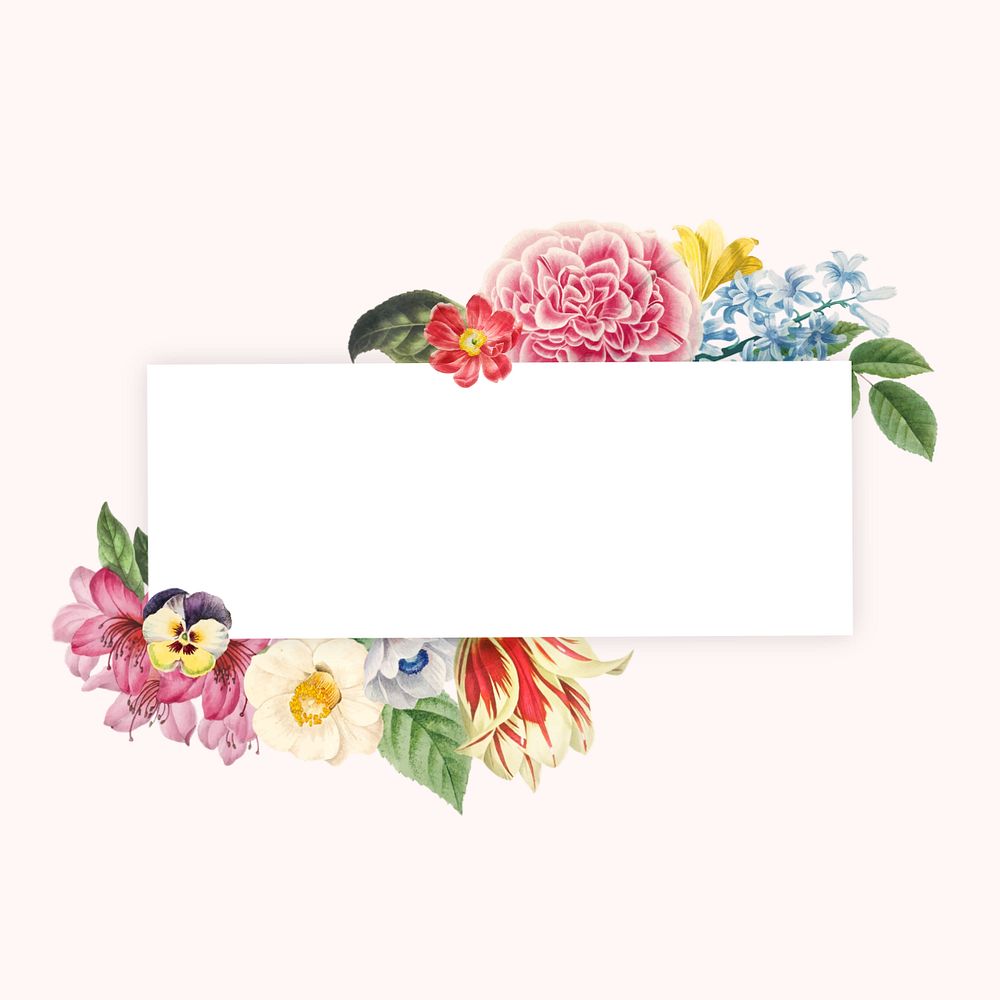 Botanical rectangle frame, editable flower illustration