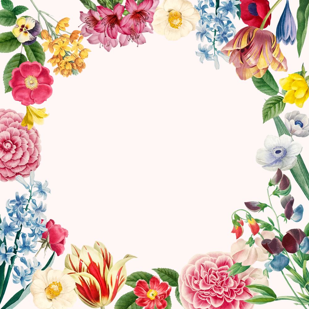 Colorful floral frame, editable botanical design