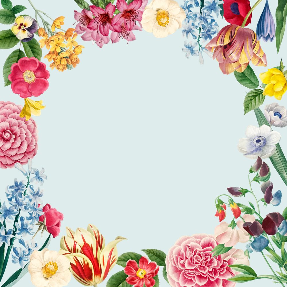 Colorful floral frame, editable botanical design