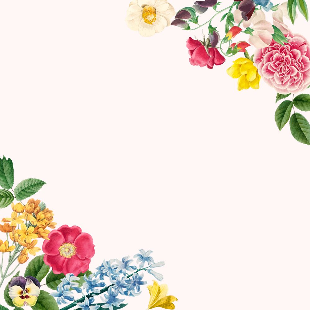 Colorful flower border, editable design